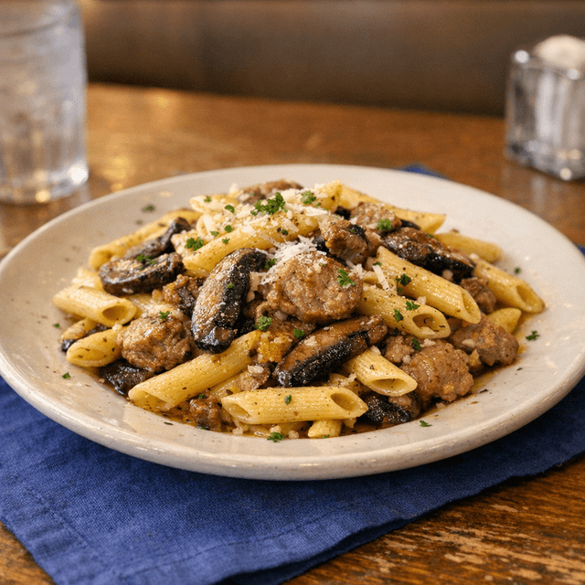 Penne with Portobello & Sausage